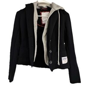 Aeropostale Black Blazer with Gray Hooded Insert Women's Size XS Y2K Gossip Girl